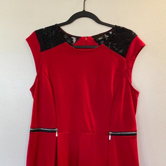 Massimo Fit & Flare Red Dress Black Lace Zipper Accent XXL - Picture 2 of 6